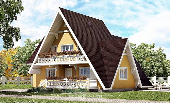 155-008-П Проект двухэтажного дома с мансардным этажом, доступный дом из дерева Новосибирск | Проекты домов от House Expert