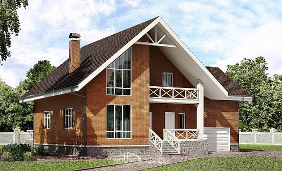 215-001-П Проект двухэтажного дома мансардой и гаражом, классический домик из твинблока Новосибирск | Проекты домов от House Expert