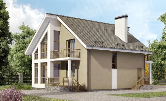 170-006-Л Проект двухэтажного дома с мансардой, уютный дом из пеноблока Искитим | Проекты домов от House Expert