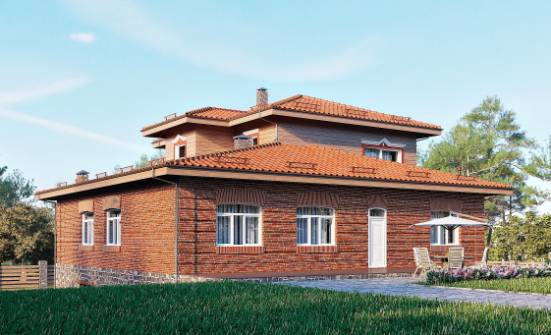 380-002-Л Проект трехэтажного дома, гараж, красивый домик из кирпича Барабинск | Проекты домов от House Expert