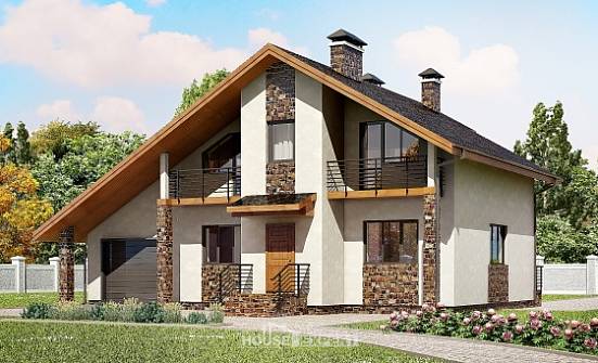 180-008-Л Проект двухэтажного дома мансардный этаж и гаражом, просторный дом из блока Бердск | Проекты домов от House Expert