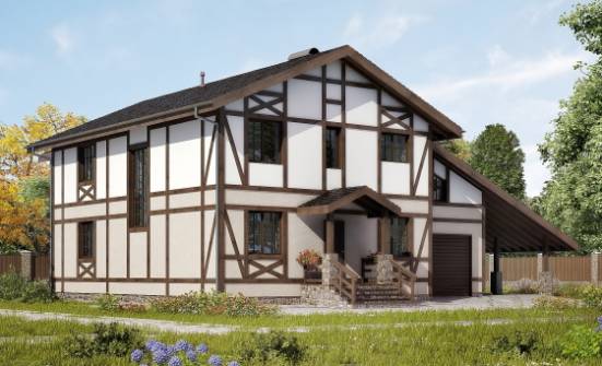 250-002-П Проект двухэтажного дома с мансардой, гараж, средний загородный дом из кирпича Бердск | Проекты домов от House Expert