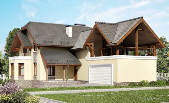 255-003-П Проект трехэтажного дома мансардный этаж и гаражом, красивый коттедж из твинблока Барабинск | Проекты домов от House Expert
