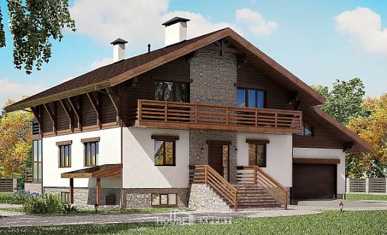 420-001-П Проект трехэтажного дома мансардный этаж и гаражом, огромный коттедж из кирпича Бердск | Проекты домов от House Expert