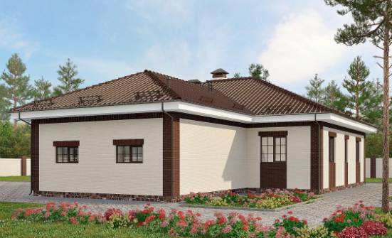 160-015-П Проект одноэтажного дома, гараж, недорогой коттедж из поризованных блоков Бердск | Проекты одноэтажных домов от House Expert