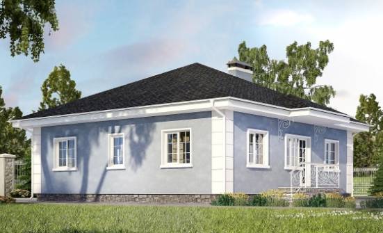 100-001-П Проект одноэтажного дома, бюджетный загородный дом из теплоблока Новосибирск | Проекты одноэтажных домов от House Expert