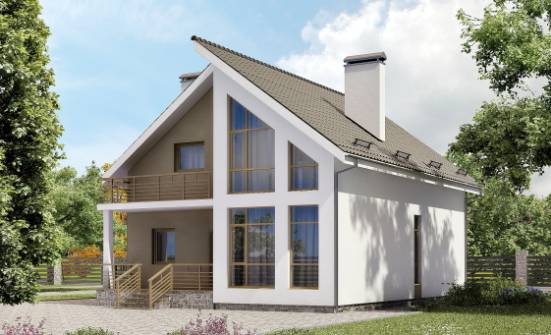 170-006-Л Проект двухэтажного дома с мансардой, уютный дом из пеноблока Искитим | Проекты домов от House Expert