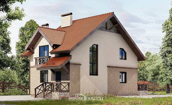 120-003-Л Проект двухэтажного дома с мансардой, бюджетный коттедж из газобетона Новосибирск | Проекты домов от House Expert