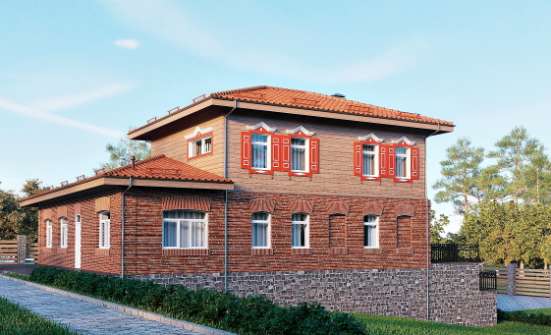 380-002-Л Проект трехэтажного дома, гараж, красивый домик из кирпича Барабинск | Проекты домов от House Expert