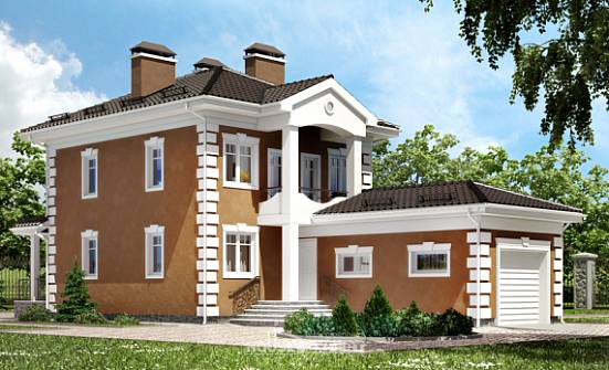 150-006-П Проект двухэтажного дома и гаражом, уютный коттедж из арболита Искитим | Проекты домов от House Expert