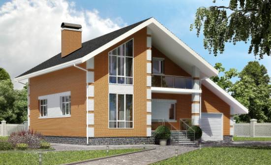 190-006-П Проект двухэтажного дома с мансардой и гаражом, просторный загородный дом из газобетона Новосибирск | Проекты домов от House Expert