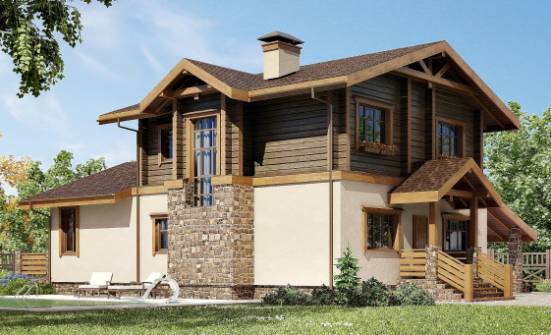170-004-П Проект двухэтажного дома с мансардным этажом и гаражом, красивый коттедж из пеноблока из дерева Бердск | Проекты домов от House Expert