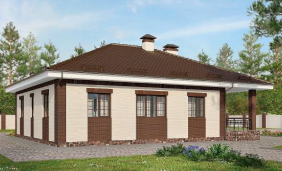 160-015-П Проект одноэтажного дома, гараж, недорогой коттедж из поризованных блоков Бердск | Проекты домов от House Expert