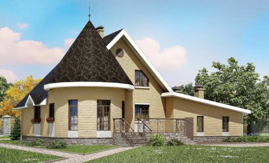 250-001-Л Проект двухэтажного дома с мансардным этажом, гараж, простой коттедж из пеноблока Новосибирск | Проекты домов от House Expert