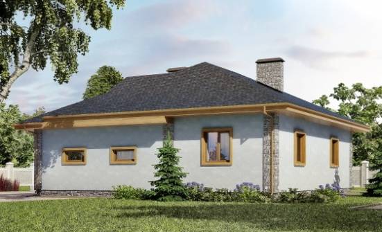 130-006-П Проект одноэтажного дома и гаражом, бюджетный домик из поризованных блоков Бердск | Проекты одноэтажных домов от House Expert