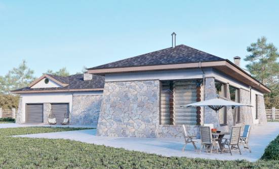 280-004-Л Проект одноэтажного дома, гараж, огромный домик из блока Искитим | Проекты домов от House Expert