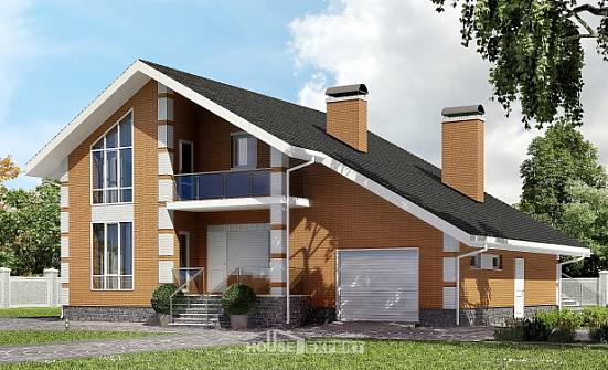 190-006-П Проект двухэтажного дома с мансардой и гаражом, просторный загородный дом из газобетона Новосибирск | Проекты домов от House Expert