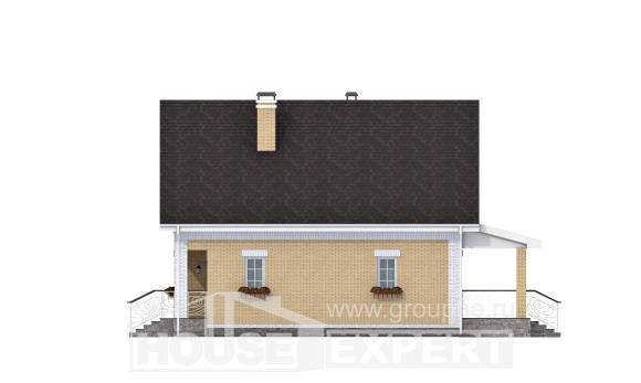 130-004-П Проект двухэтажного дома мансардный этаж, небольшой коттедж из газосиликатных блоков, Барабинск