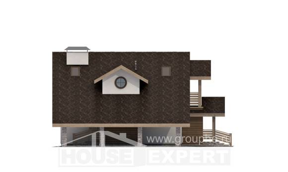 155-010-Л Проект двухэтажного дома с мансардой и гаражом, классический коттедж из пеноблока, Барабинск