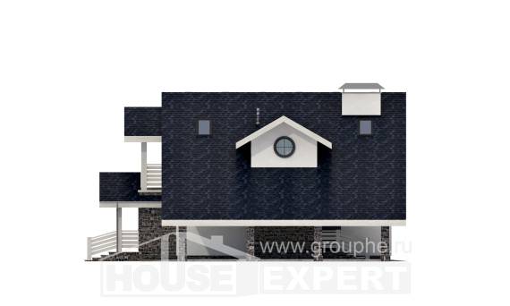 155-010-П Проект двухэтажного дома мансардой, гараж, современный дом из газобетона, Бердск