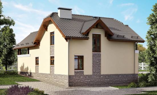 255-003-П Проект двухэтажного дома с мансардой, гараж, классический дом из керамзитобетонных блоков, Новосибирск
