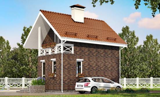 045-001-Л Проект двухэтажного дома с мансардой, миниатюрный домик из газосиликатных блоков, Искитим
