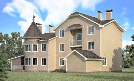 555-001-Л Проект трехэтажного дома с мансардой и гаражом, огромный домик из поризованных блоков, Искитим