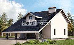 155-010-П Проект двухэтажного дома с мансардой и гаражом, современный дом из газобетона, Бердск