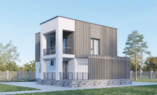 150-017-П Проект двухэтажного дома, бюджетный загородный дом из теплоблока, Искитим