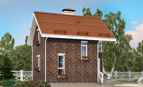045-001-Л Проект двухэтажного дома с мансардой, миниатюрный домик из газосиликатных блоков, Искитим