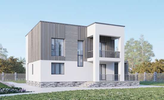 150-017-П Проект двухэтажного дома, бюджетный загородный дом из теплоблока, Искитим