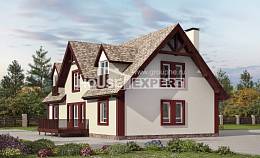 300-008-Л Проект двухэтажного дома с мансардным этажом и гаражом, уютный домик из теплоблока, Новосибирск