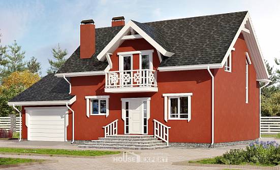 180-013-Л Проект двухэтажного дома с мансардным этажом, гараж, красивый коттедж из блока, Барабинск