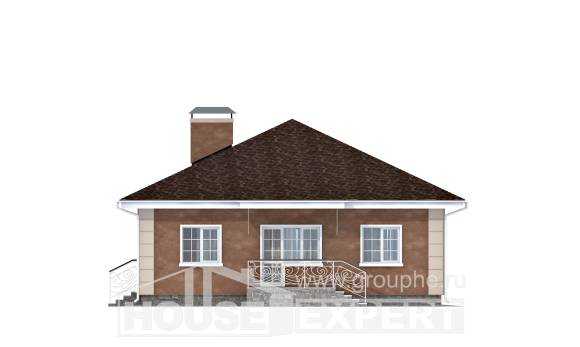 100-001-Л Проект одноэтажного дома, небольшой загородный дом из поризованных блоков, Искитим
