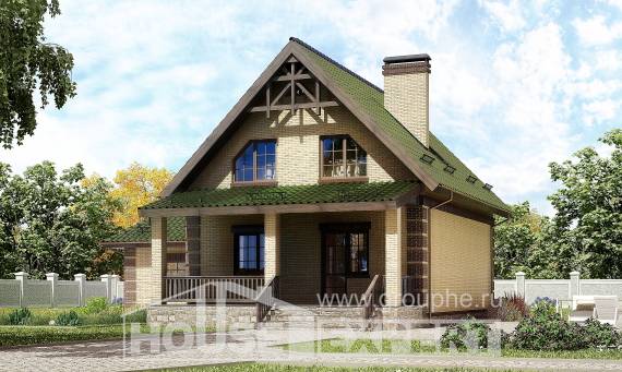 160-007-П Проект двухэтажного дома с мансардой и гаражом, уютный домик из пеноблока, Бердск