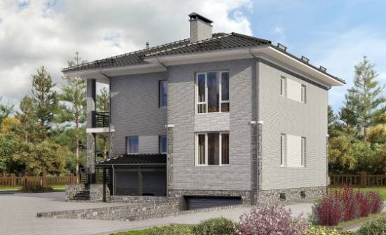 275-004-П Проект трехэтажного дома, гараж, классический загородный дом из кирпича, Искитим