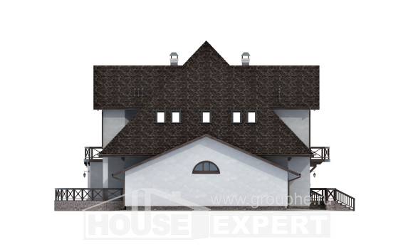350-001-Л Проект двухэтажного дома с мансардой, гараж, современный домик из поризованных блоков, Новосибирск