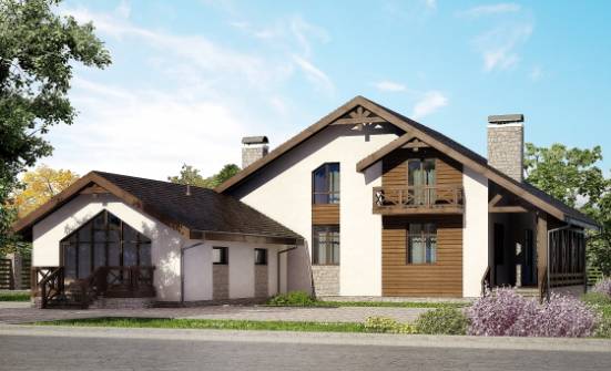 265-001-П Проект двухэтажного дома мансардный этаж и гаражом, уютный загородный дом из пеноблока, Бердск